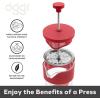 imageOggi Borosilicate Glass French Press Coffee Maker 20oz 5 Cup Capacity Coffee Press Single Serve Coffee Maker Stainless Steel Lid ampamp Plunger Make Great Coffee Gifts RedRed