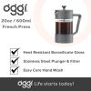 imageOggi Borosilicate Glass French Press Coffee Maker 20oz 5 Cup Capacity Coffee Press Single Serve Coffee Maker Stainless Steel Lid ampamp Plunger Make Great Coffee Gifts RedGray