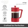 imageOggi Borosilicate Glass French Press Coffee Maker 20oz 5 Cup Capacity Coffee Press Single Serve Coffee Maker Stainless Steel Lid ampamp Plunger Make Great Coffee Gifts RedRed