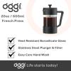 imageOggi Borosilicate Glass French Press Coffee Maker 20oz 5 Cup Capacity Coffee Press Single Serve Coffee Maker Stainless Steel Lid ampamp Plunger Make Great Coffee Gifts RedBlack
