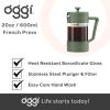 imageOggi Borosilicate Glass French Press Coffee Maker 20oz 5 Cup Capacity Coffee Press Single Serve Coffee Maker Stainless Steel Lid ampamp Plunger Make Great Coffee Gifts RedGreen