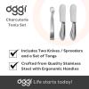 imageOggi Charcuterie Utensil Set Charcuterie Accessories Cheese Knives Set  Stainless Steel 3pcs with KnivesSpreaders ampamp Tongs 5quot Long