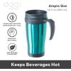 imageOggi Commuter Travel Mug 14oz  Insulated Coffee Mug Thermal Stainless Steel with Easy Grip Tumbler Handle  OlivePeacock