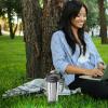 imageOggi Commuter Travel Mug 14oz  Insulated Coffee Mug Thermal Stainless Steel with Easy Grip Tumbler Handle  OliveStainless