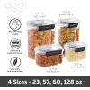 imageOggi Easi Grip 57oz Moisture Proof Storage Container Ultra Clear BPAFree Sealable Canister Flip Open Pouring Lid Date Reminder Slider on Clip Ideal Cereal Dispenser 57oz  17ltSet of 4