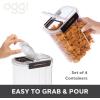 imageOggi Easi Grip 57oz Moisture Proof Storage Container Ultra Clear BPAFree Sealable Canister Flip Open Pouring Lid Date Reminder Slider on Clip Ideal Cereal Dispenser 57oz  17ltSet of 4