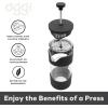 imageOggi French Press Coffee Maker 12oz Borosilicate Glass Coffee Press Single Cup French Press 3 cup Capacity Brick RedBlack