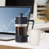 imageOggi French Press Coffee Maker 12oz Borosilicate Glass Coffee Press Single Cup French Press 3 cup Capacity Brick RedBlack