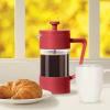 imageOggi French Press Coffee Maker 12oz Borosilicate Glass Coffee Press Single Cup French Press 3 cup Capacity Brick RedBrick Red