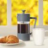 imageOggi French Press Coffee Maker 12oz Borosilicate Glass Coffee Press Single Cup French Press 3 cup Capacity Brick RedCharcoal