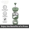 imageOggi French Press Coffee Maker 12oz Borosilicate Glass Coffee Press Single Cup French Press 3 cup Capacity Brick RedOlive