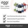 imageOggi French Press Coffee Maker 12oz Borosilicate Glass Coffee Press Single Cup French Press 3 cup Capacity Brick RedTurquoise