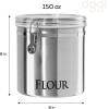 imageOggi Jumbo 8quot Stainless Steel Flour Clamp Canister  Airtight Food Storage Container Ideal for Kitchen ampamp Pantry Storage of Flour or other Bulk Dry Foods8InchFlour