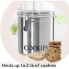 imageOggi Jumbo 8quot Stainless Steel Flour Clamp Canister  Airtight Food Storage Container Ideal for Kitchen ampamp Pantry Storage of Flour or other Bulk Dry Foods8InchCookies