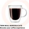 imageOggi Set of 2 Double Walled Insulated 12Ounce Borosilicate Glass Bistro MugsClear