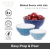imageOggi Set of 3 Ribbed Mixing Bowls with Lids  Nested Plastic Bowls for Kitchen Durable Mixing Bowls Set BPAFree Plastic Bowls with Lids  16 26 37 Qt