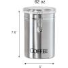 imageOggi Stainless Steel Coffee Canister 62 fl oz  Airtight Clamp Lid Clear SeeThru Top  Ideal for Coffee Bean Storage Ground Coffee Storage Kitchen Storage Pantry Storage Large Size 5quot x 75quotStainless Steel