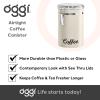 imageOggi Stainless Steel Coffee Canister 62 fl oz  Airtight Clamp Lid Clear SeeThru Top  Ideal for Coffee Bean Storage Ground Coffee Storage Kitchen Storage Pantry Storage Large Size 5quot x 75quotWarm Gray