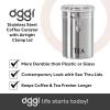 imageOggi Stainless Steel Coffee Canister 62 fl oz  Airtight Clamp Lid Clear SeeThru Top  Ideal for Coffee Bean Storage Ground Coffee Storage Kitchen Storage Pantry Storage Large Size 5quot x 75quotStainless Steel