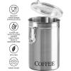 imageOggi Stainless Steel Coffee Canister 62 fl oz  Airtight Clamp Lid Clear SeeThru Top  Ideal for Coffee Bean Storage Ground Coffee Storage Kitchen Storage Pantry Storage Large Size 5quot x 75quotStainless Steel