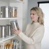 imageOggi Stainless Steel Coffee Canister 62 fl oz  Airtight Clamp Lid Clear SeeThru Top  Ideal for Coffee Bean Storage Ground Coffee Storage Kitchen Storage Pantry Storage Large Size 5quot x 75quotStainless Steel