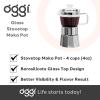 imageOggi Stovetop Espresso Maker Moka Pot  4 Cup 4oz Borosilicate Glass Italian Coffee Maker