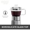 imageOggi Stovetop Espresso Maker Moka Pot  4 Cup 4oz Borosilicate Glass Italian Coffee Maker