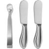 imageOggi Charcuterie Utensil Set Charcuterie Accessories Cheese Knives Set  Stainless Steel 3pcs with KnivesSpreaders ampamp Tongs 5quot Long