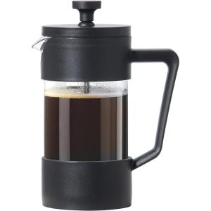 imageOggi French Press Coffee Maker 12oz Borosilicate Glass Coffee Press Single Cup French Press 3 cup Capacity Brick RedBlack