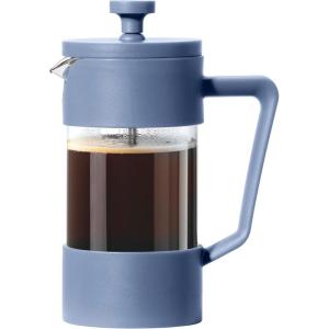 imageOggi French Press Coffee Maker 12oz Borosilicate Glass Coffee Press Single Cup French Press 3 cup Capacity Brick RedBlue