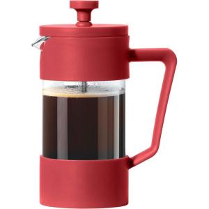 imageOggi French Press Coffee Maker 12oz Borosilicate Glass Coffee Press Single Cup French Press 3 cup Capacity Brick RedBrick Red