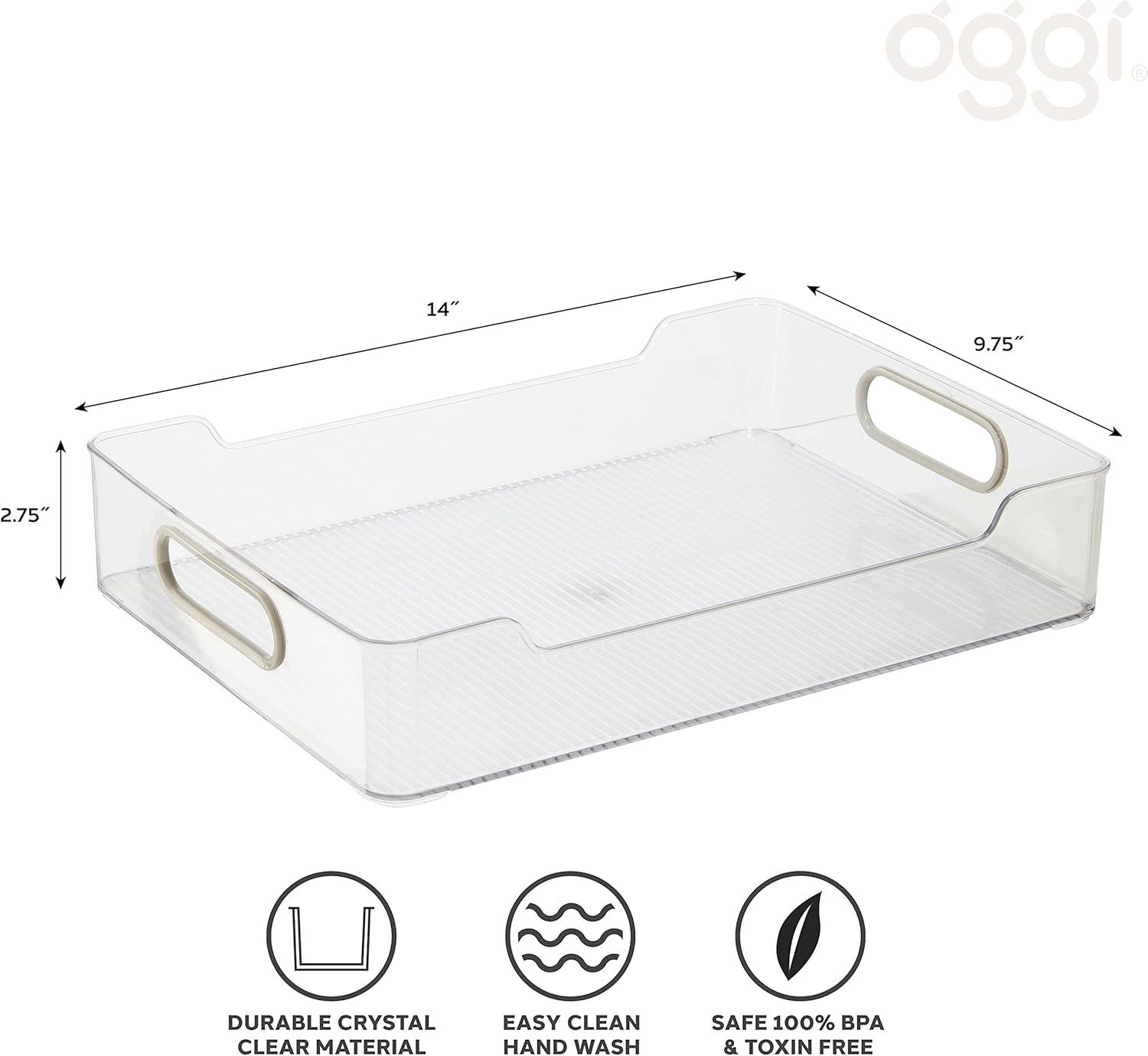 imageOGGI CabinetDrawer Storage Bin  14quot x 10quot ClearGray Ideal for Kitchen Organization Pantry Storage Fridge Organizing  Set of 6