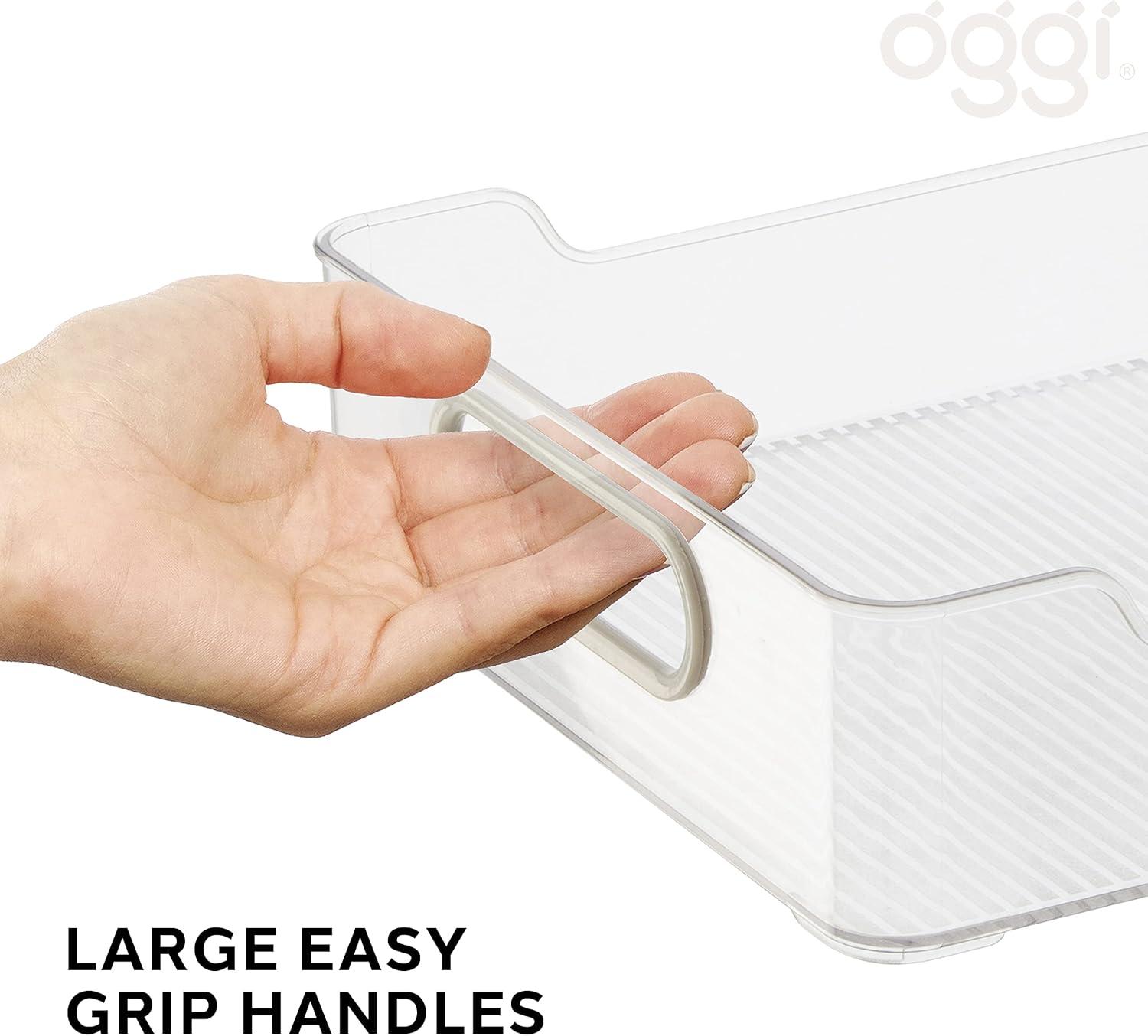 imageOGGI CabinetDrawer Storage Bin  14quot x 10quot ClearGray Ideal for Kitchen Organization Pantry Storage Fridge Organizing  Set of 6