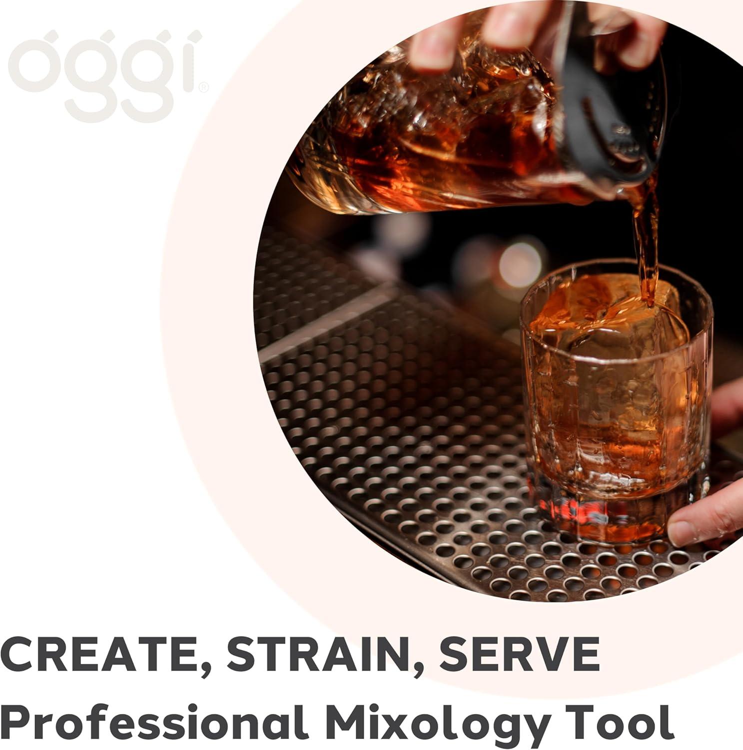 imageOGGI Cocktail Mixing Glass ampamp Strainer Set  Elegant Bar Mixing Set with 16oz Glass Beaker Essential Mixology Bartender Kit Old Fashioned Kit Includes Stainless Steel Hawthorne Strainer2Piece