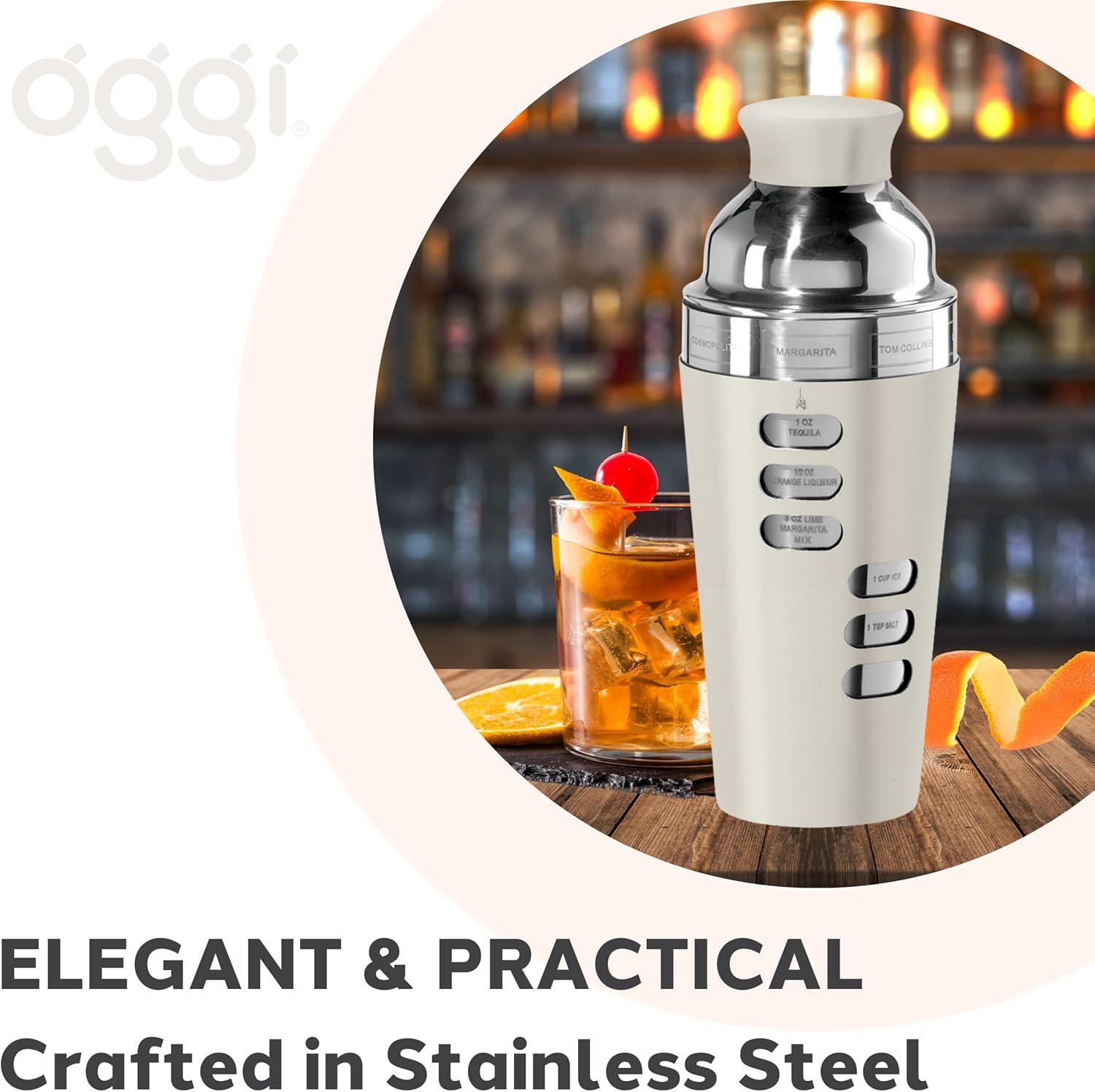 imageOGGI Dial A Drink Cocktail Shaker23oz Stainless Steel Shaker with Built In Strainer Ideal Cocktail Mixer for Martini Margarita ampamp MoreCharcoal  23oz