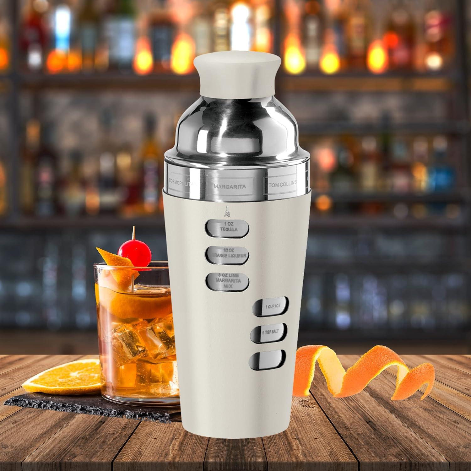 imageOGGI Dial A Drink Cocktail Shaker23oz Stainless Steel Shaker with Built In Strainer Ideal Cocktail Mixer for Martini Margarita ampamp MoreCharcoal  23oz
