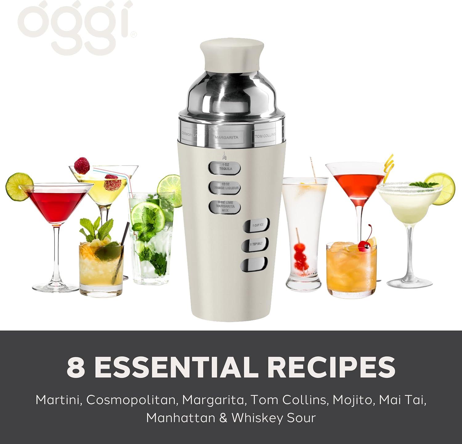 imageOGGI Dial A Drink Cocktail Shaker23oz Stainless Steel Shaker with Built In Strainer Ideal Cocktail Mixer for Martini Margarita ampamp MoreCharcoal  23oz