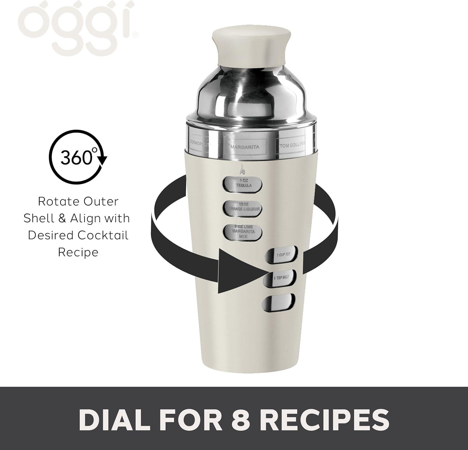 imageOGGI Dial A Drink Cocktail Shaker23oz Stainless Steel Shaker with Built In Strainer Ideal Cocktail Mixer for Martini Margarita ampamp MoreCharcoal  23oz
