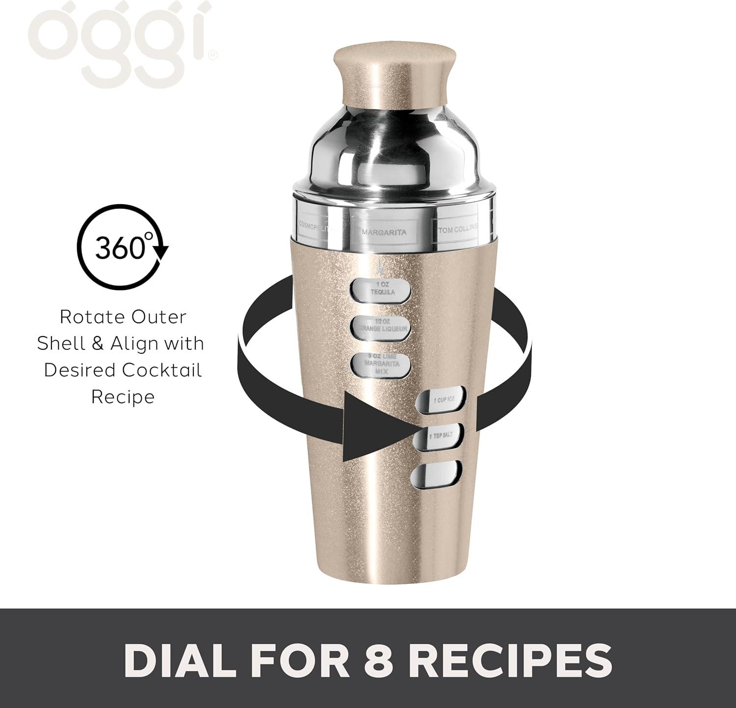 imageOGGI Dial A Drink Cocktail Shaker23oz Stainless Steel Shaker with Built In Strainer Ideal Cocktail Mixer for Martini Margarita ampamp MoreGold  23oz