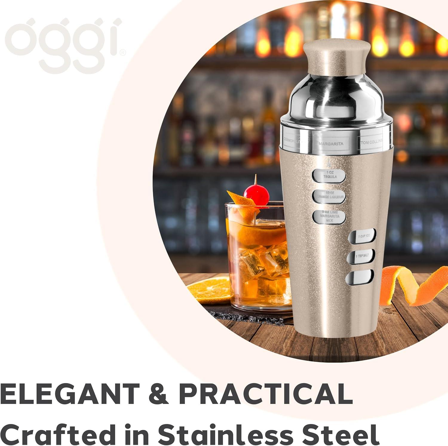 imageOGGI Dial A Drink Cocktail Shaker23oz Stainless Steel Shaker with Built In Strainer Ideal Cocktail Mixer for Martini Margarita ampamp MoreGold  23oz