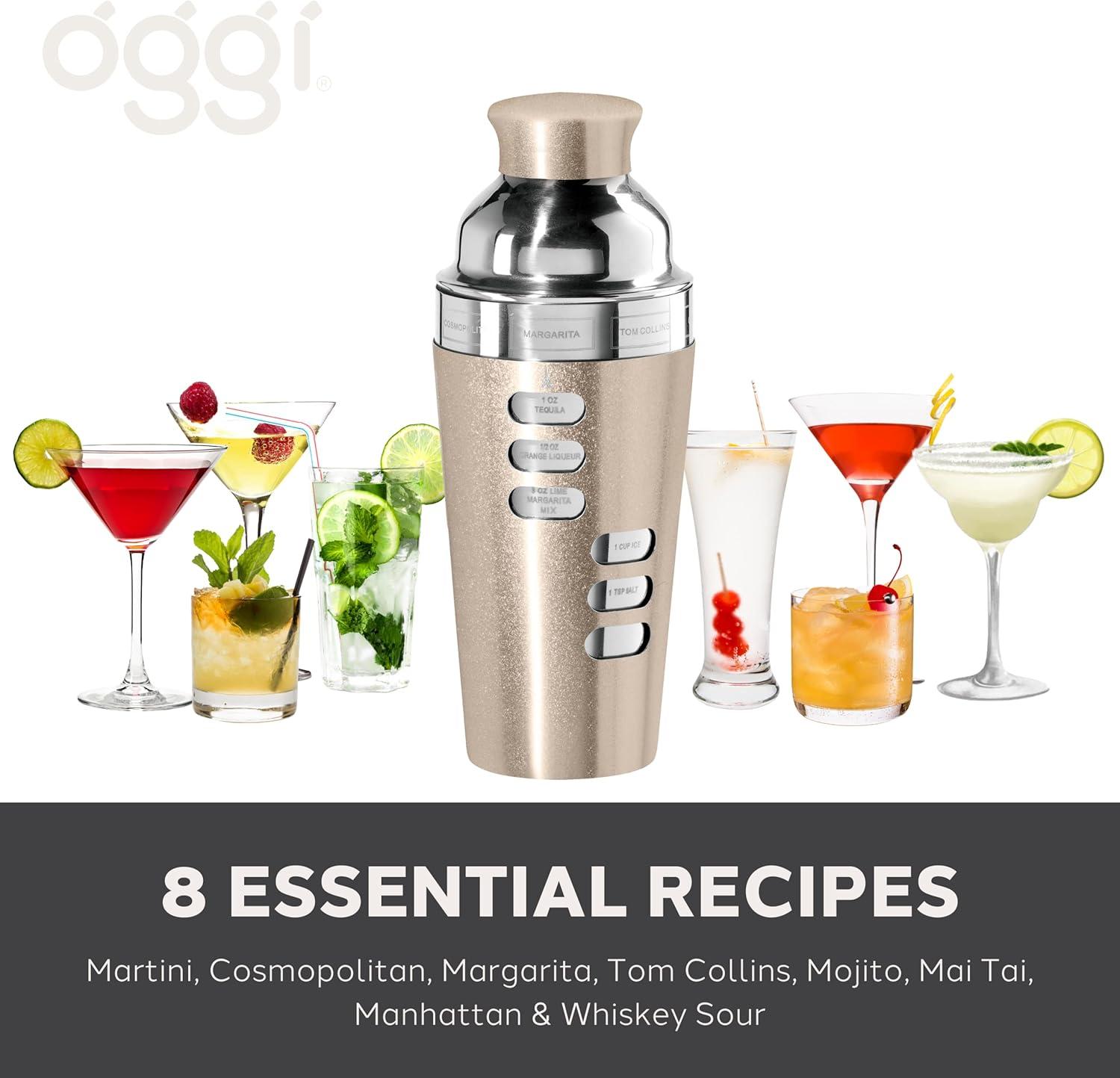 imageOGGI Dial A Drink Cocktail Shaker23oz Stainless Steel Shaker with Built In Strainer Ideal Cocktail Mixer for Martini Margarita ampamp MoreGold  23oz