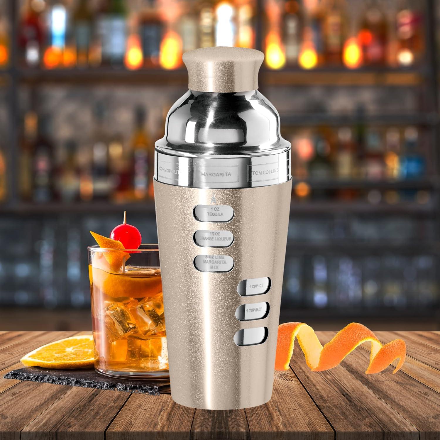 imageOGGI Dial A Drink Cocktail Shaker23oz Stainless Steel Shaker with Built In Strainer Ideal Cocktail Mixer for Martini Margarita ampamp MoreGold  23oz