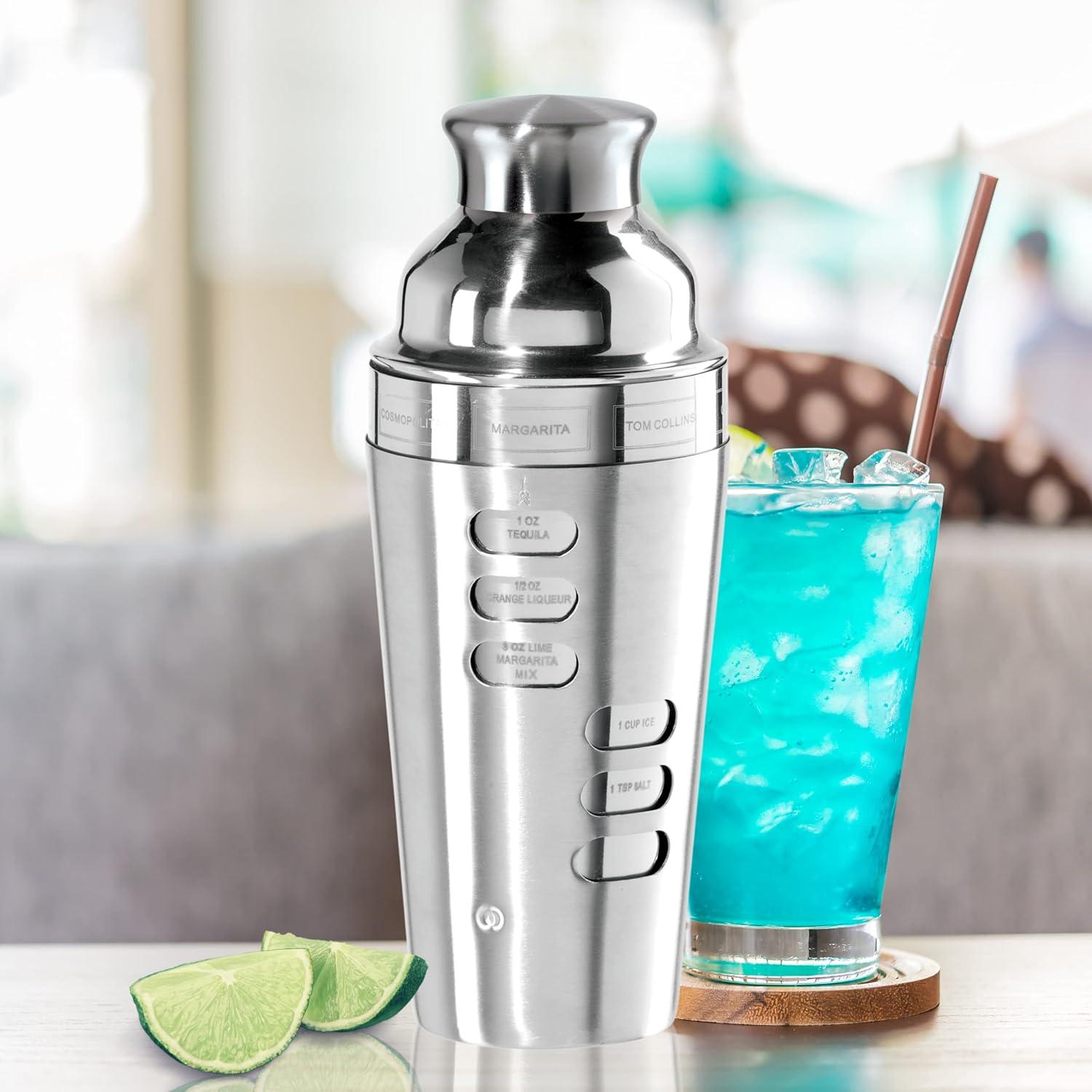 imageOGGI Dial A Drink Cocktail Shaker23oz Stainless Steel Shaker with Built In Strainer Ideal Cocktail Mixer for Martini Margarita ampamp MoreStainless  23oz