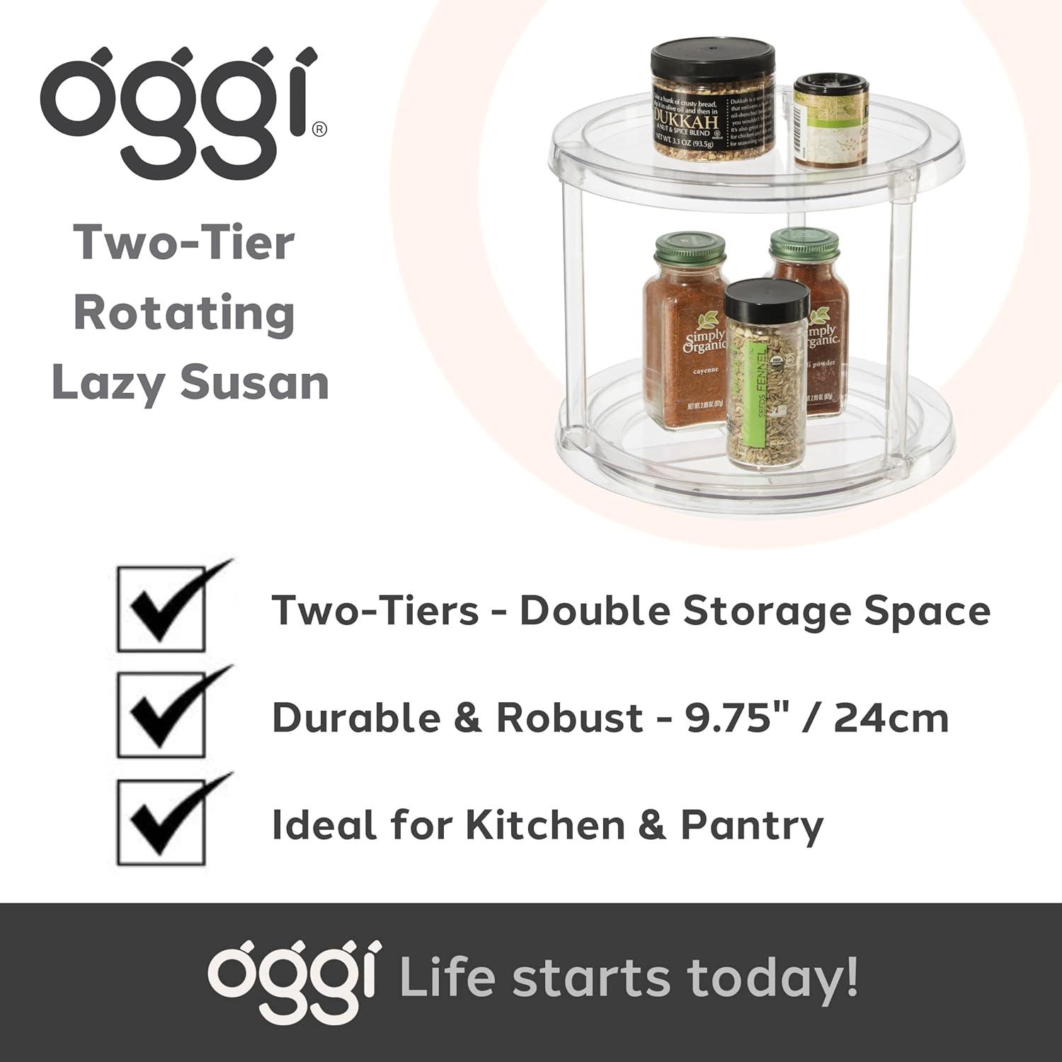 imageOGGI Lazy Susan Organizer 11quot for Kitchen Pantry Cabinet Organizing and Storage Ideal as a Rotating Spice Rack and Pantry Can Organizer975 dia x 8 H