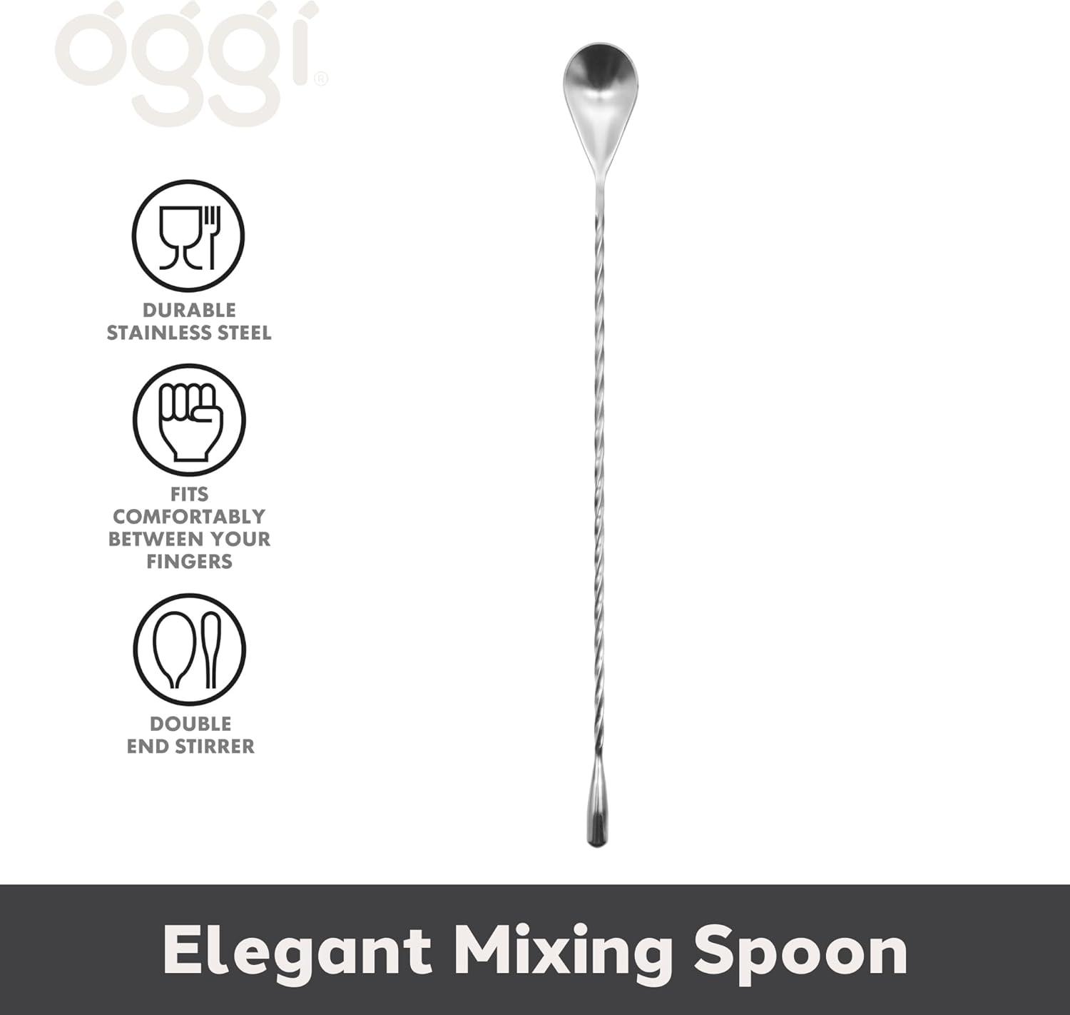 imageOGGI Spiral Handle Bar Spoon Cocktail Mixing Spoon  Elegant Bar Mixing Spoon with 13 inches  335 cm Swivel Handle Essential Mixology Bartender Kit Old Fashioned Kit Stainless Steel