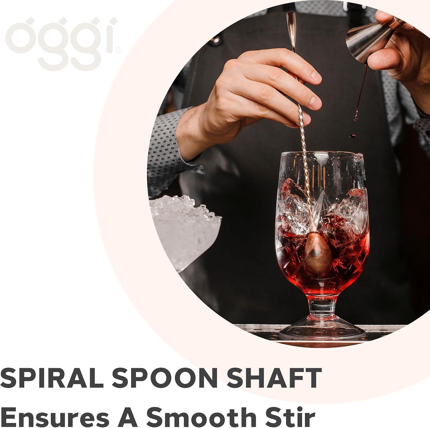 imageOGGI Spiral Handle Bar Spoon Cocktail Mixing Spoon  Elegant Bar Mixing Spoon with 13 inches  335 cm Swivel Handle Essential Mixology Bartender Kit Old Fashioned Kit Stainless Steel