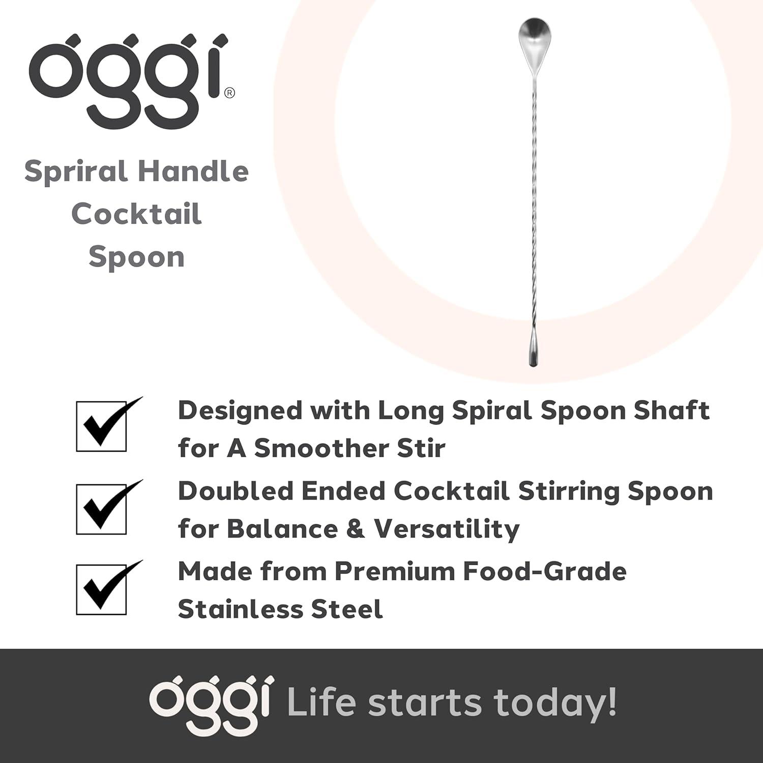 imageOGGI Spiral Handle Bar Spoon Cocktail Mixing Spoon  Elegant Bar Mixing Spoon with 13 inches  335 cm Swivel Handle Essential Mixology Bartender Kit Old Fashioned Kit Stainless Steel