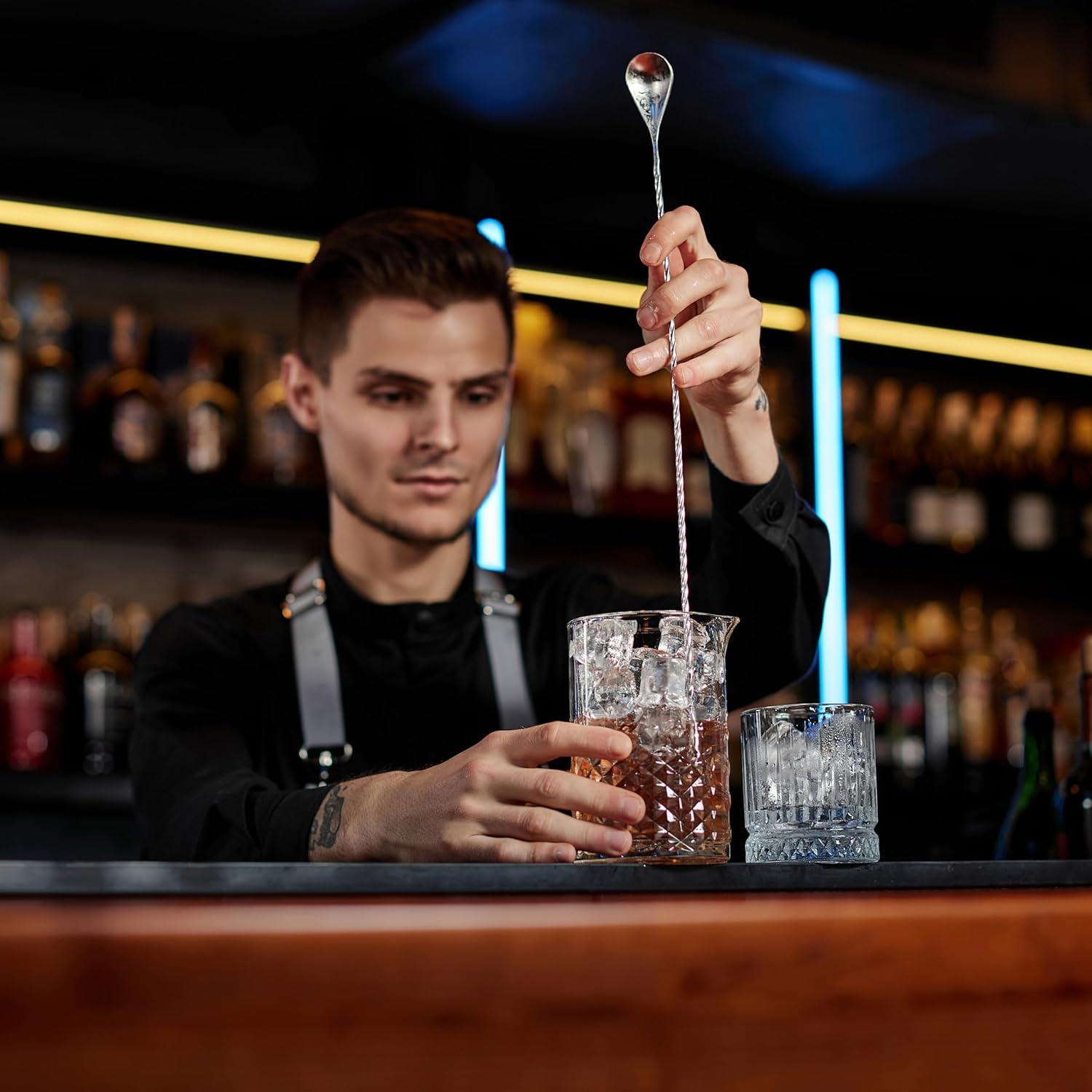 imageOGGI Spiral Handle Bar Spoon Cocktail Mixing Spoon  Elegant Bar Mixing Spoon with 13 inches  335 cm Swivel Handle Essential Mixology Bartender Kit Old Fashioned Kit Stainless Steel