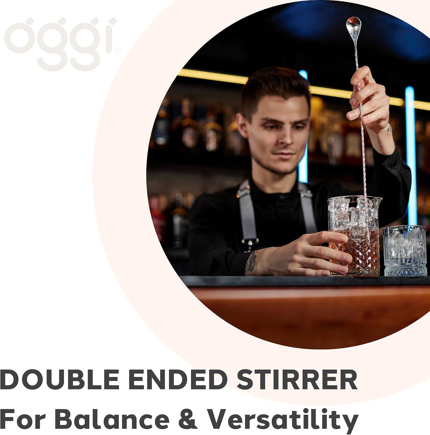 imageOGGI Spiral Handle Bar Spoon Cocktail Mixing Spoon  Elegant Bar Mixing Spoon with 13 inches  335 cm Swivel Handle Essential Mixology Bartender Kit Old Fashioned Kit Stainless Steel