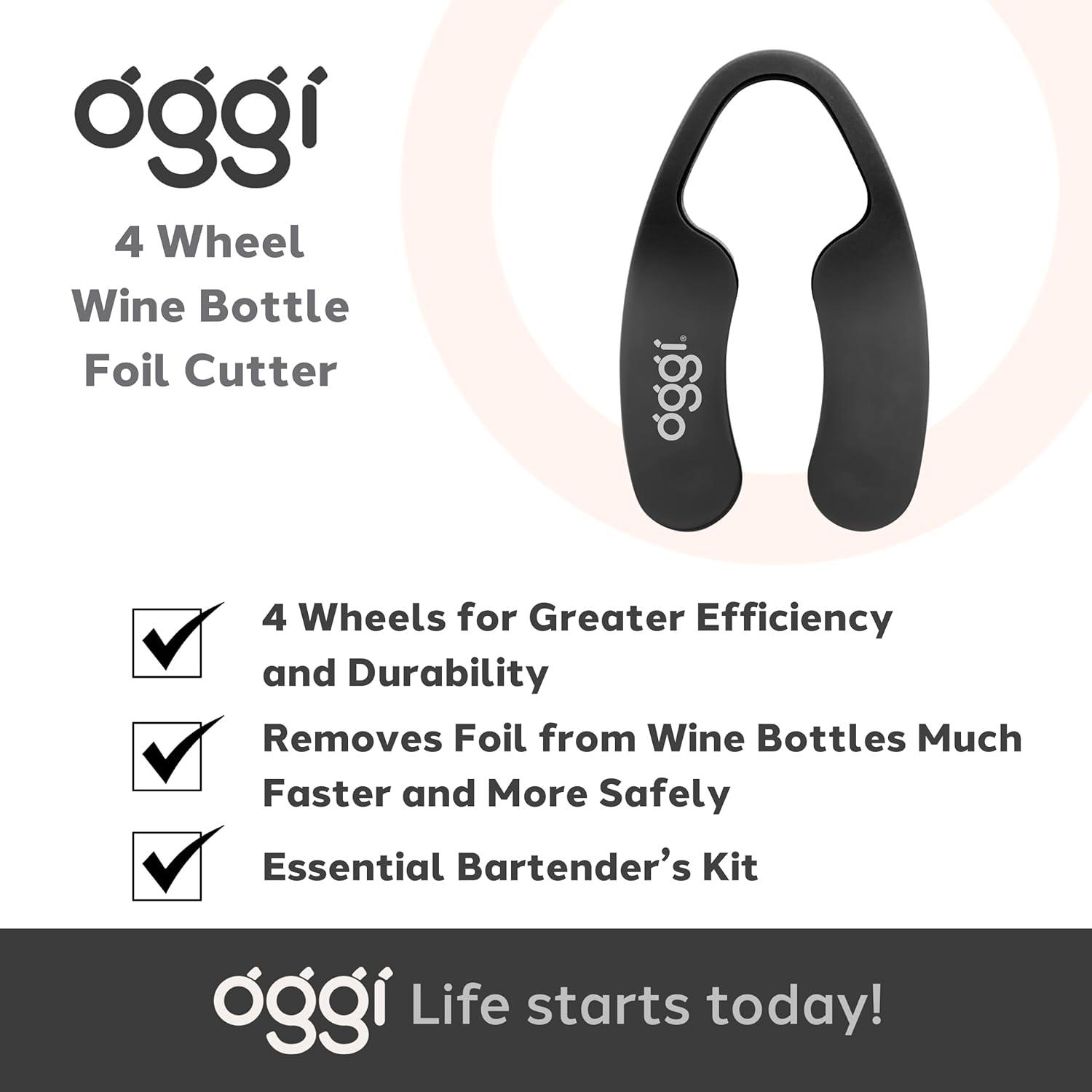 imageOGGI Wine Foil Cutter  Effective and Durable Wine Foil Cutter Tool 4 Wheel Foil Cutter for Wine Bottles Wine Bottle Cutter Wine Cutter Foil Cutter Wine Bottle Foil Cutter  Black